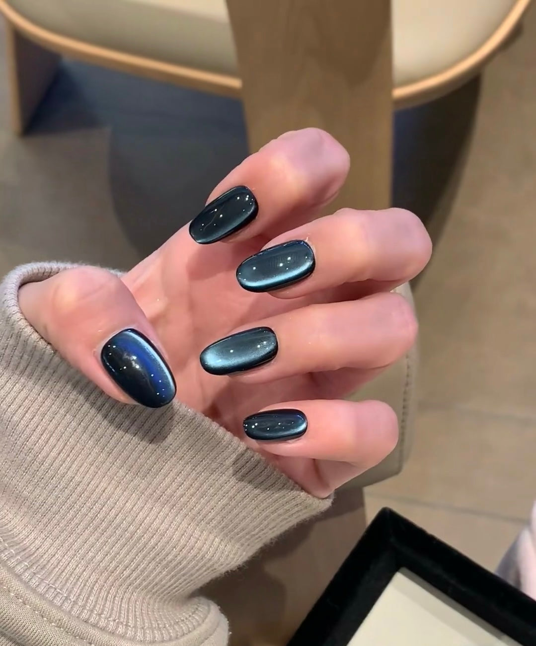 Midnight Galaxy Cat-Eye Nails