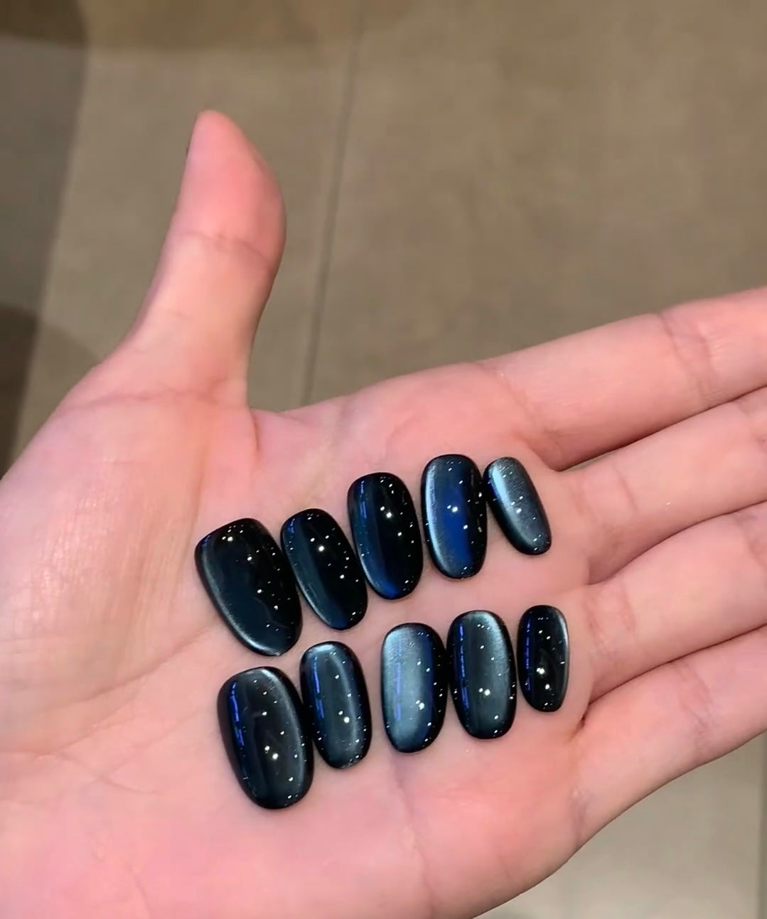 Midnight Galaxy Cat-Eye Nails